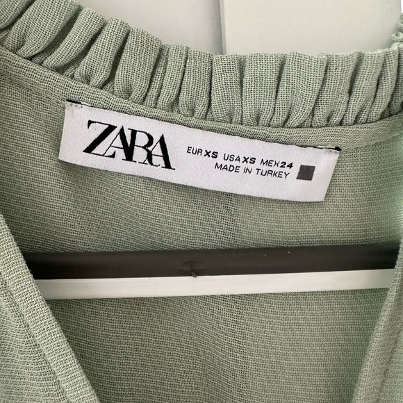 ZARA Smocked Shoulder Long Sleeve Blouse in sage green - Picture 4 of 5
